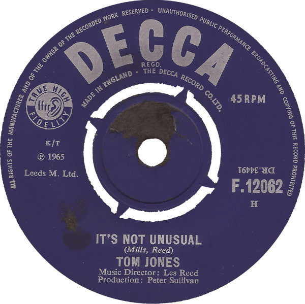 Tom Jones : It's Not Unusual (7", Single)
