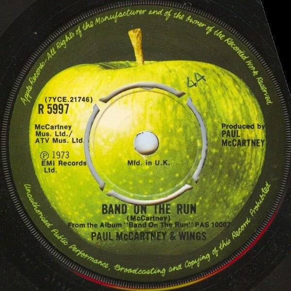 Wings (2) : Band On The Run  (7", Single)