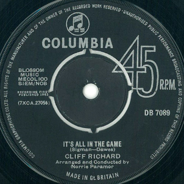 Cliff Richard : It's All In The Game (7", Single)