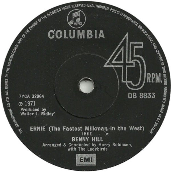 Benny Hill : Ernie (The Fastest Milkman In The West) (7", Single, Sol)