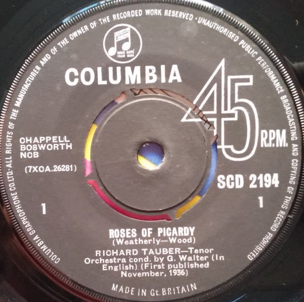 Richard Tauber : Roses Of Picardy / Jealousy (7")