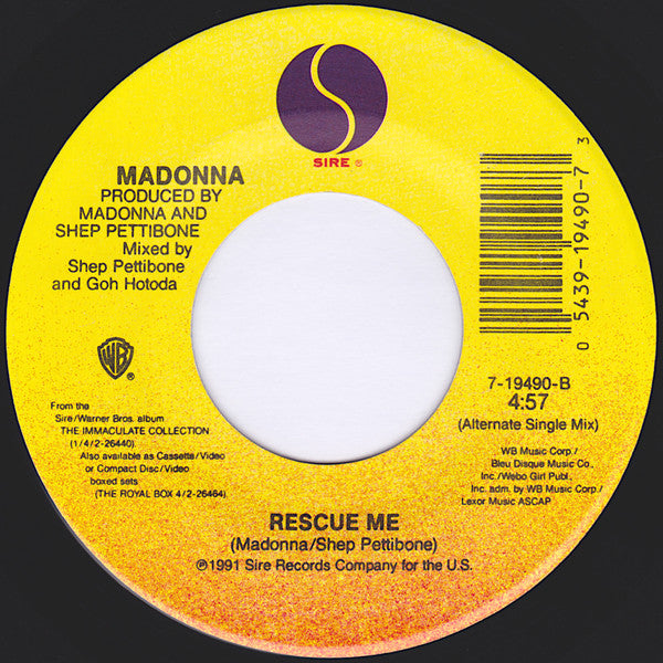Madonna : Rescue Me (7", Single)