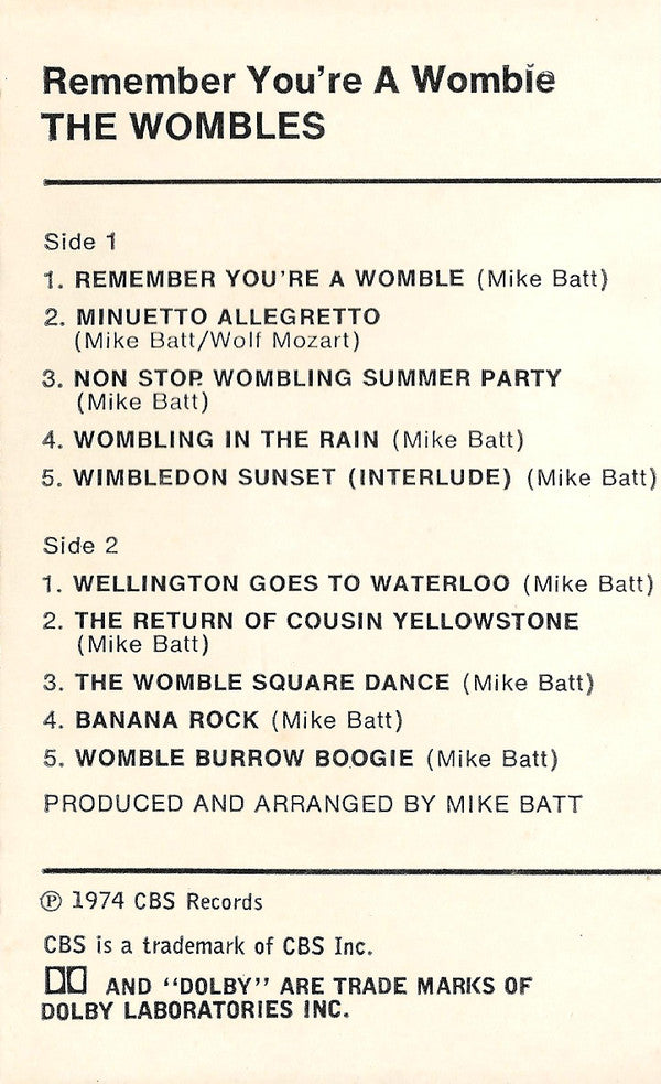 The Wombles : Remember You're A Womble (Cass, Album)