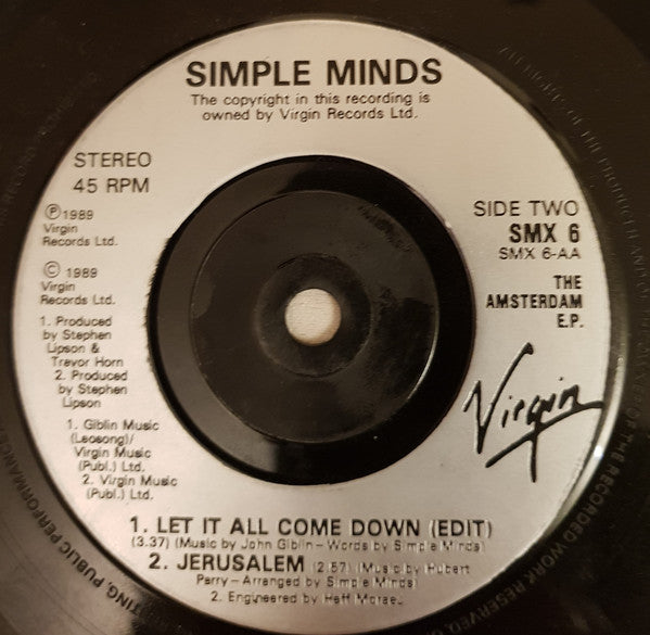Simple Minds : The Amsterdam EP (7", EP, Sil)