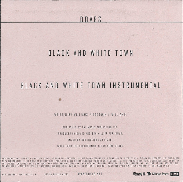 Doves : Black And White Town (CD, Single, Promo)