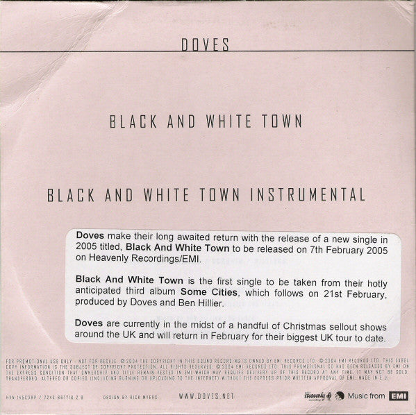 Doves : Black And White Town (CD, Single, Promo)