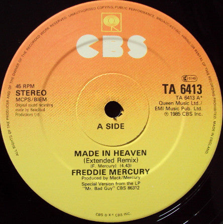 Freddie Mercury : Made In Heaven (12", Single)