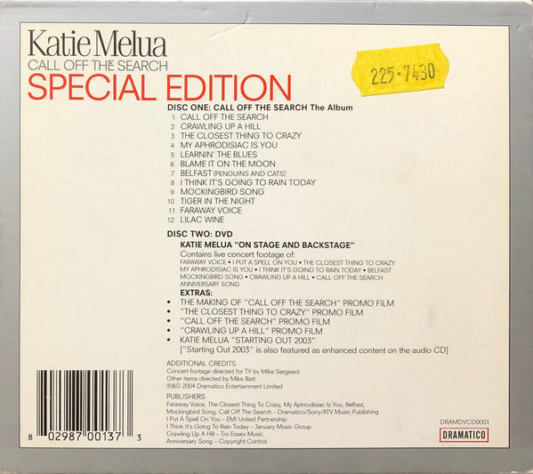 Katie Melua : Call Off The Search (CD, Album, Enh + DVD-V, PAL + S/Edition)