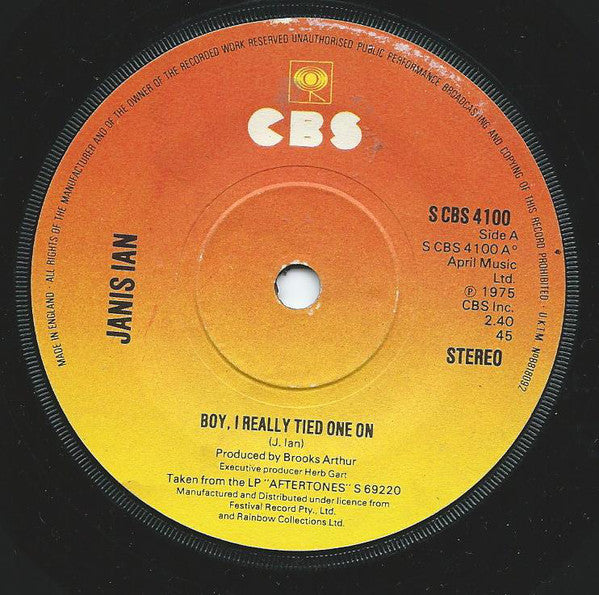 Janis Ian : Boy I Really Tied One On (7", Single)