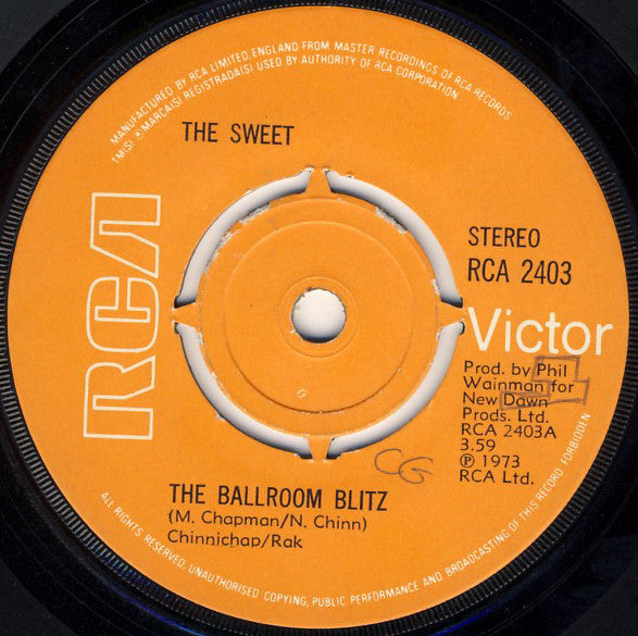 The Sweet : The Ballroom Blitz (7", Single, Kno)
