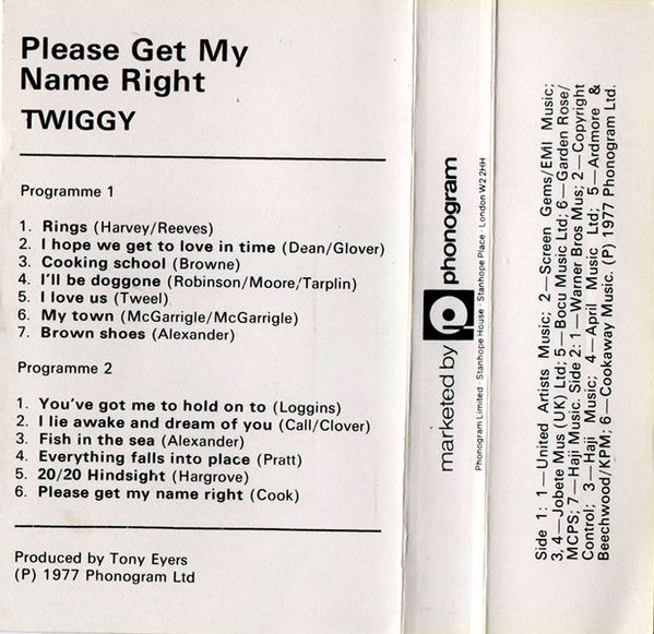 Twiggy (2) : Please Get My Name Right (Cass, Album)