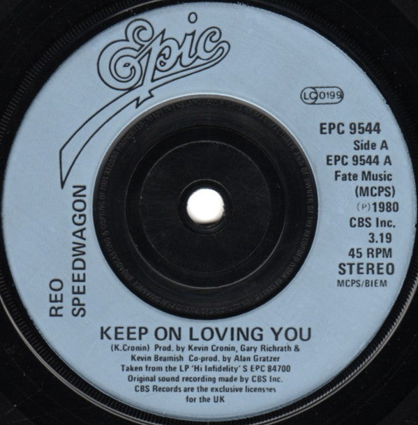 REO Speedwagon : Keep On Loving You (7", Single, Inj)