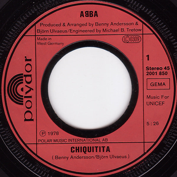 ABBA : Chiquitita c/w Lovelight (7", Single)