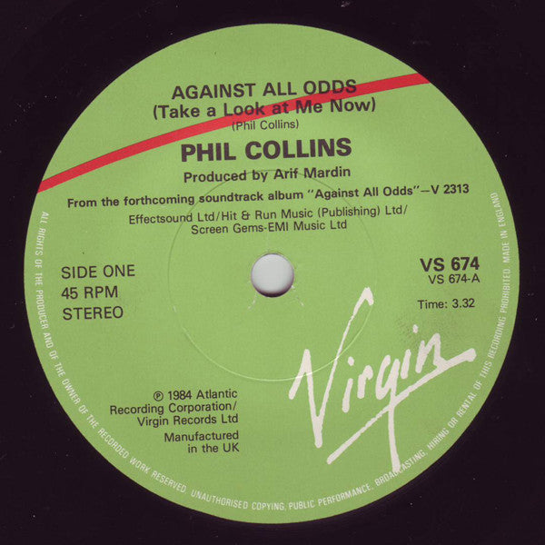 Phil Collins : Against All Odds (Take A Look At Me Now) (7", Single, Pap)
