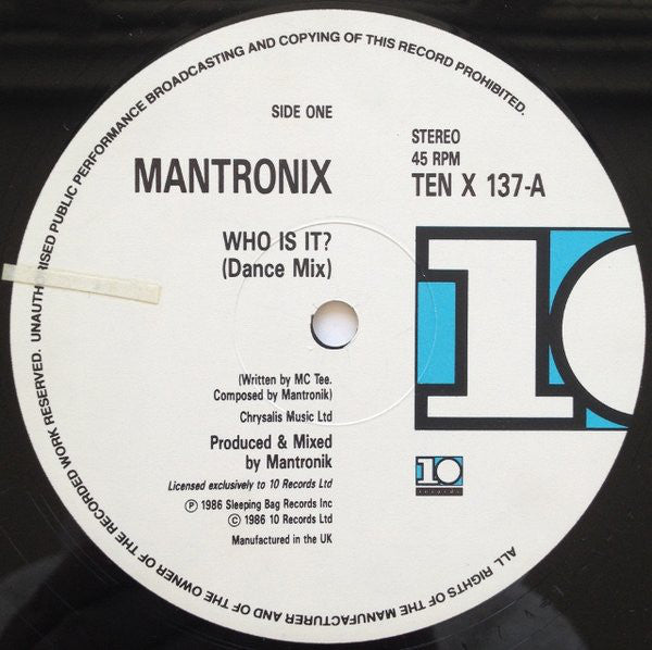 Mantronix : Who Is It? (2x12", Single, S/Edition)