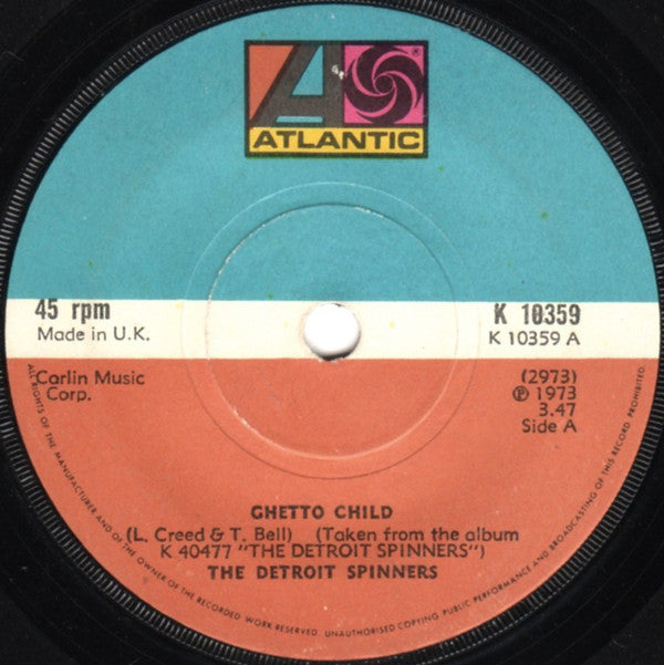 Spinners : Ghetto Child (7", Single, Sol)