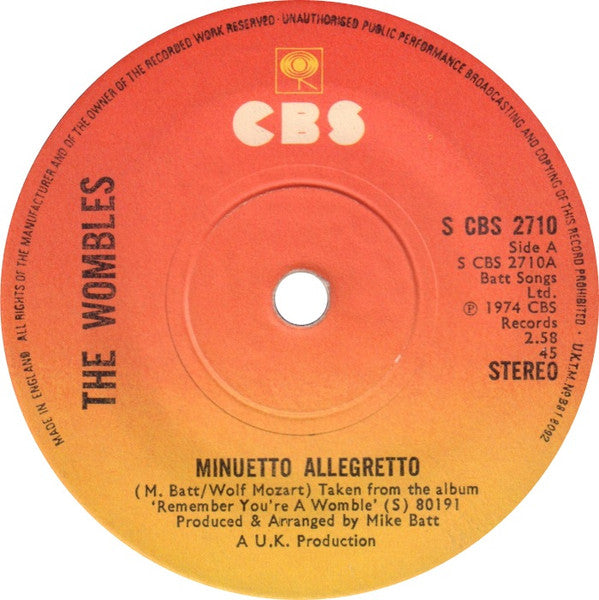 The Wombles : Minuetto Allegretto (7", Sol)