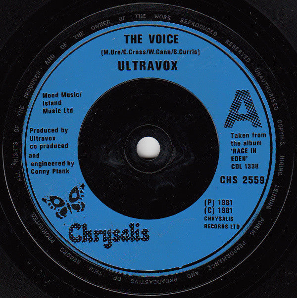Ultravox : The Voice (7", Single, Blu)