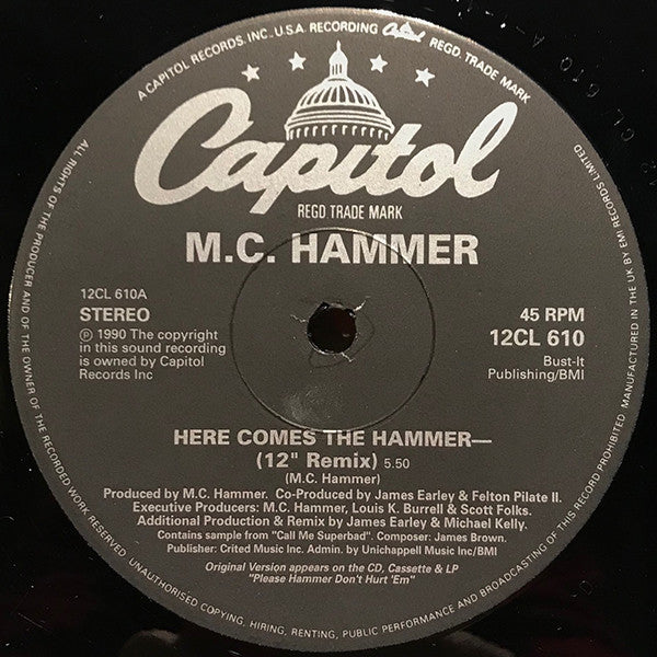 MC Hammer : Here Comes The Hammer (12", Single)
