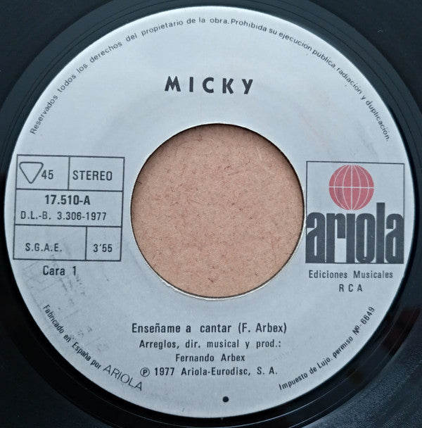 Micky (3) : Enseñame A Cantar (7", Single)
