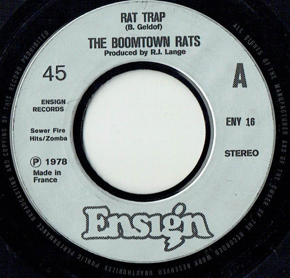 The Boomtown Rats : Rat Trap (7", Single, Sil)