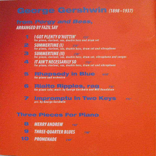 George Gershwin - Fazıl Say, The New York Philharmonic Orchestra ~ Kurt Masur : Gershwin (CD, Album)