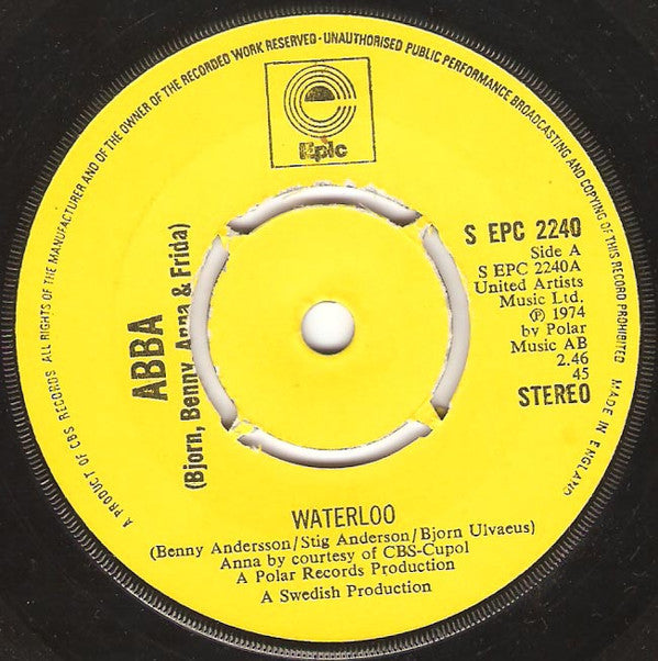 ABBA, Björn & Benny, Agnetha & Anni-Frid : Waterloo (7", Single, 4-P)