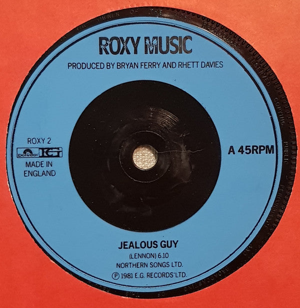 Roxy Music : Jealous Guy (7", Single, Blu)