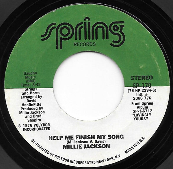 Millie Jackson : I Can't Say Goodbye / Help Me Finish My Song (7", Single)