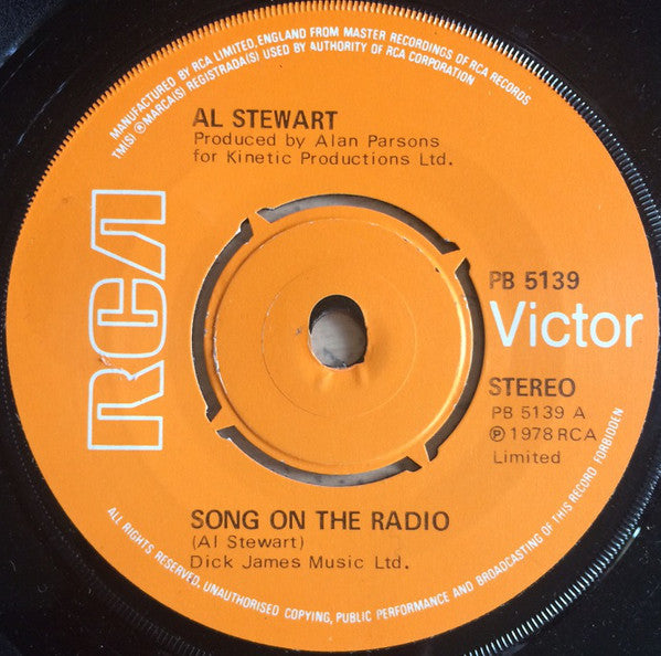 Al Stewart : Song On The Radio (7", Single, Pus)