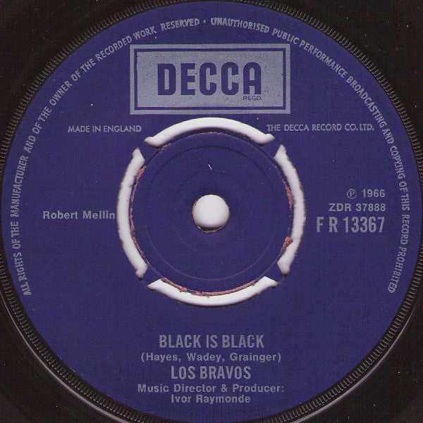 Los Bravos : Black Is Black / I Don't Care (7", Single, 4 P)
