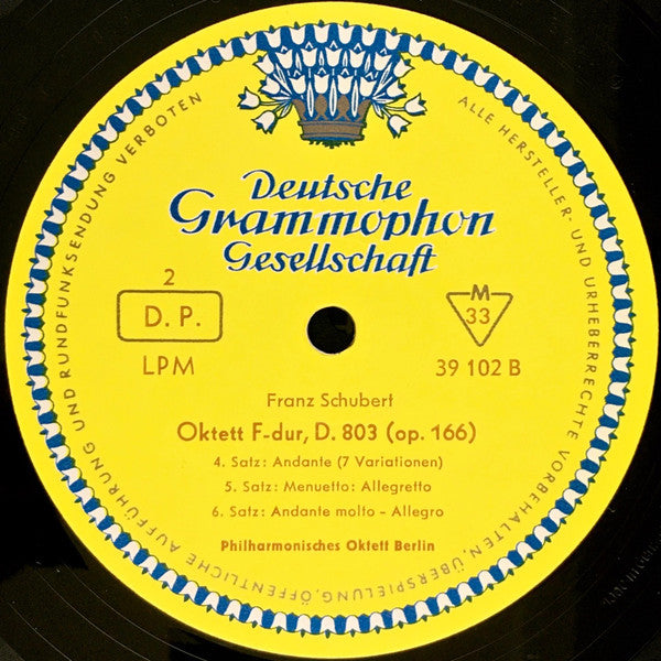 Franz Schubert / Philharmonisches Oktett Berlin : Oktett F-dur D. 803 (LP, Mono)