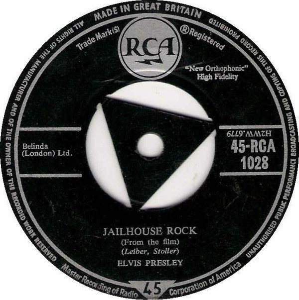 Elvis Presley : Jailhouse Rock (7", Single, Tri)