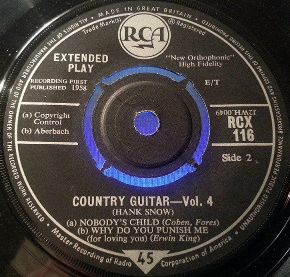 Hank Snow : Country Guitar Vol. 4 (7", EP)