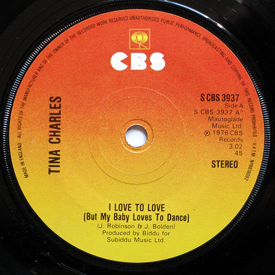 Tina Charles : I Love To Love (But My Baby Loves To Dance) (7", Single, Sol)