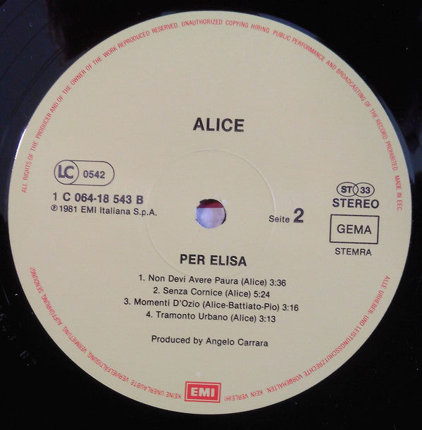 Alice (4) : Per Elisa (LP, Album)