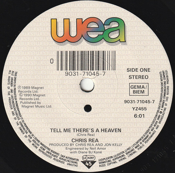 Chris Rea : Tell Me There's A Heaven (7", Single, Sol)