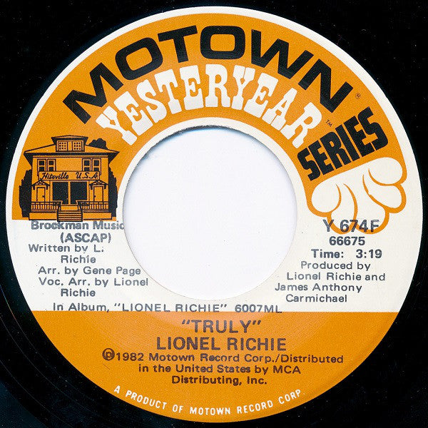 Lionel Richie : Truly / You Are (7", Single, RE)