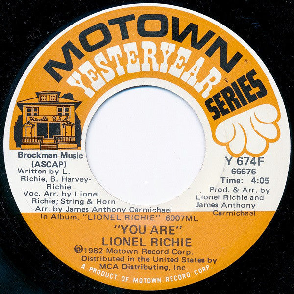 Lionel Richie : Truly / You Are (7", Single, RE)