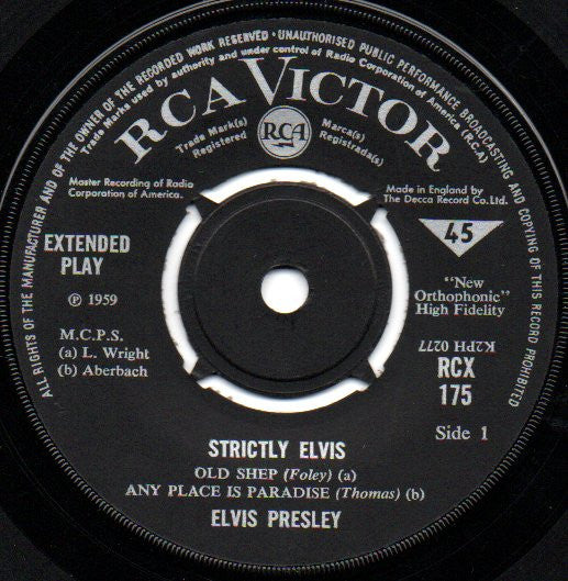 Elvis Presley : Strictly Elvis (7", EP, RE, 4 P)