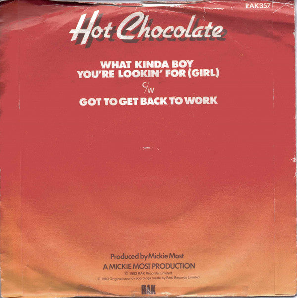 Hot Chocolate : What Kinda Boy You're Lookin' For (Girl) (7", Single, Kno)