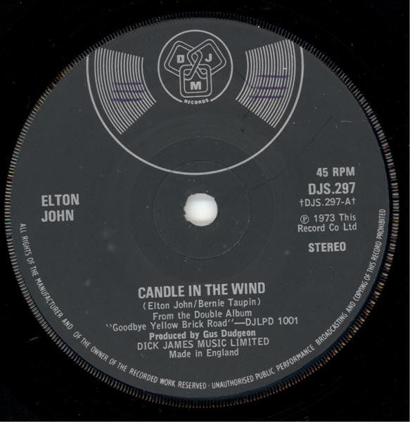 Elton John : Candle In The Wind (7", Single, Sol)