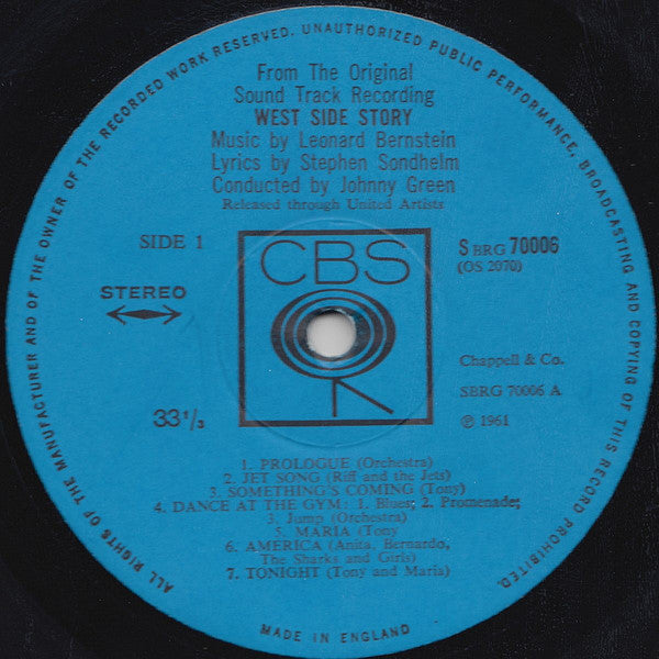 Leonard Bernstein : West Side Story (The Original Sound Track Recording) (LP, Album, RE)
