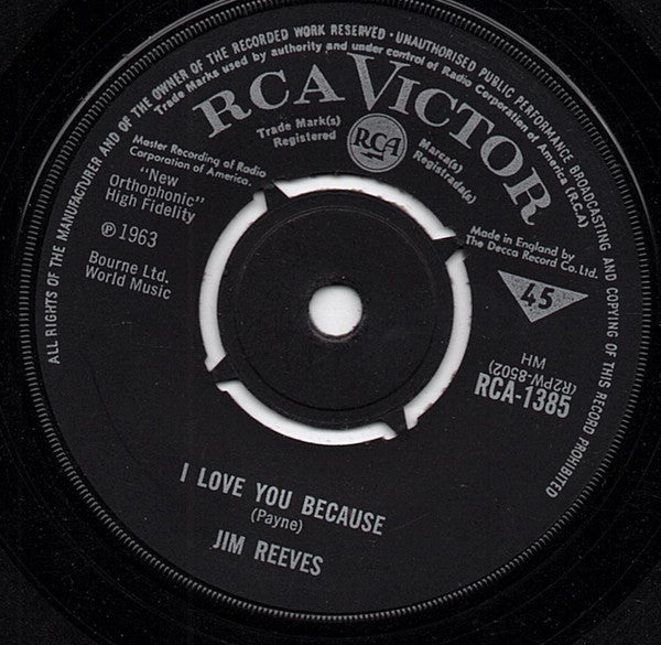 Jim Reeves : I Love You Because / Anna Marie (7", Single)