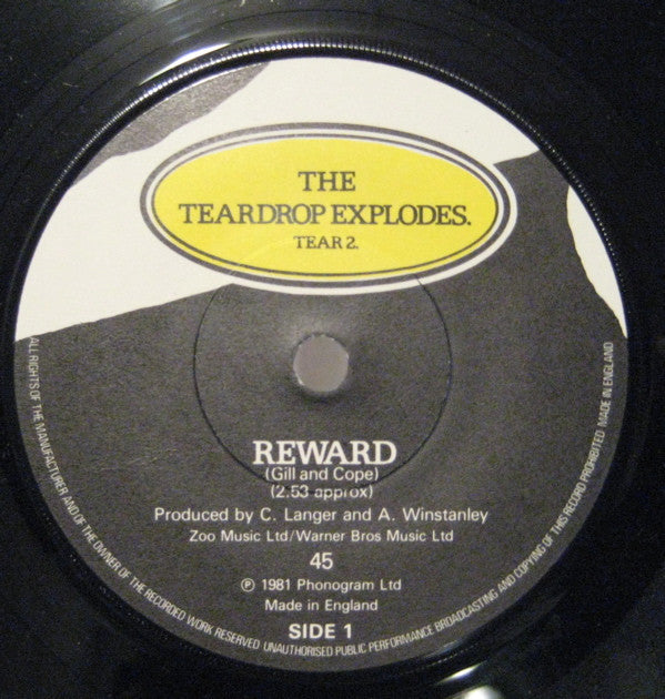 The Teardrop Explodes : Reward (7", Single, Pap)