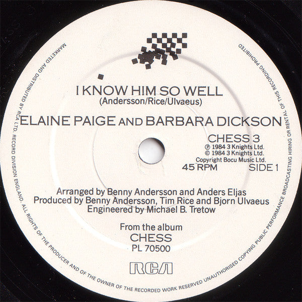 Elaine Paige And Barbara Dickson : I Know Him So Well (7", Single)