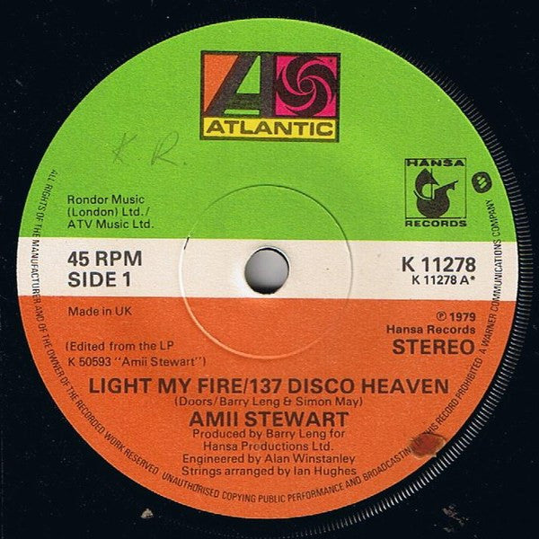 Amii Stewart : Light My Fire/137 Disco Heaven (7", Single)
