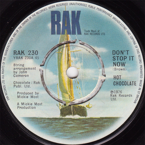 Hot Chocolate : Don't Stop It Now (7", Single)