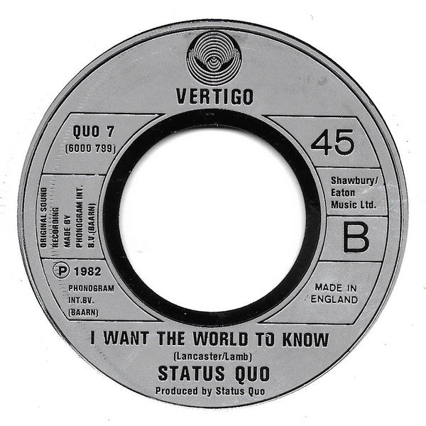 Status Quo : Dear John (7", Single, Lar)