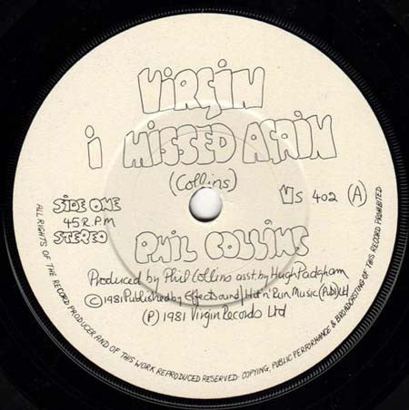Phil Collins : I Missed Again (7", Single)